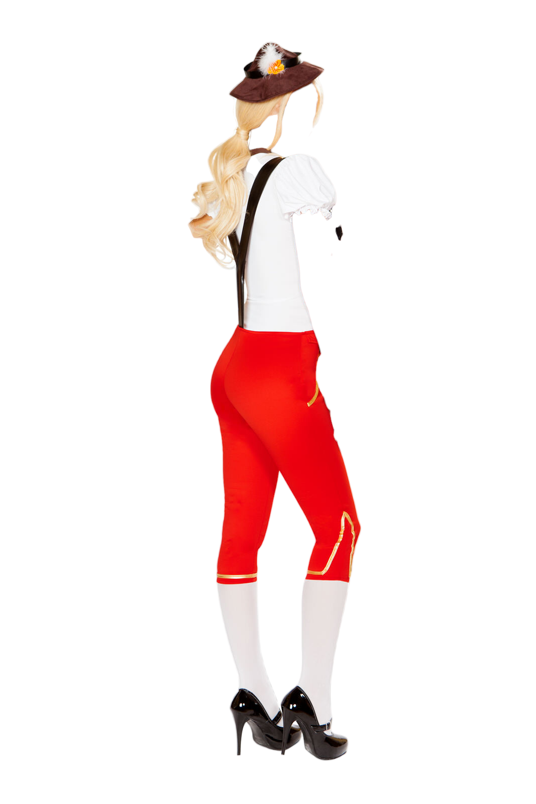 Roma Costume 3 PC Oktoberfest Beauty Lace Up Top & Capri Pants Red/White