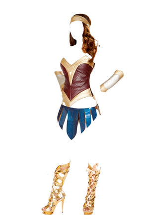 Roma Costume 4 PC American Heroine Burgundy/Gold/Brown/Blue