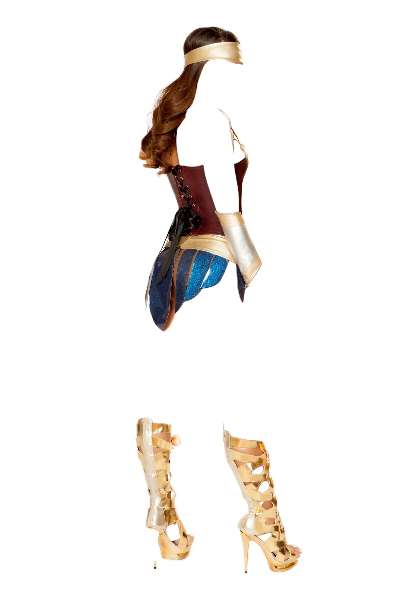 Roma Costume 4 PC American Heroine Burgundy/Gold/Brown/Blue