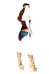 Roma Costume 4 PC American Heroine Burgundy/Gold/Brown/Blue