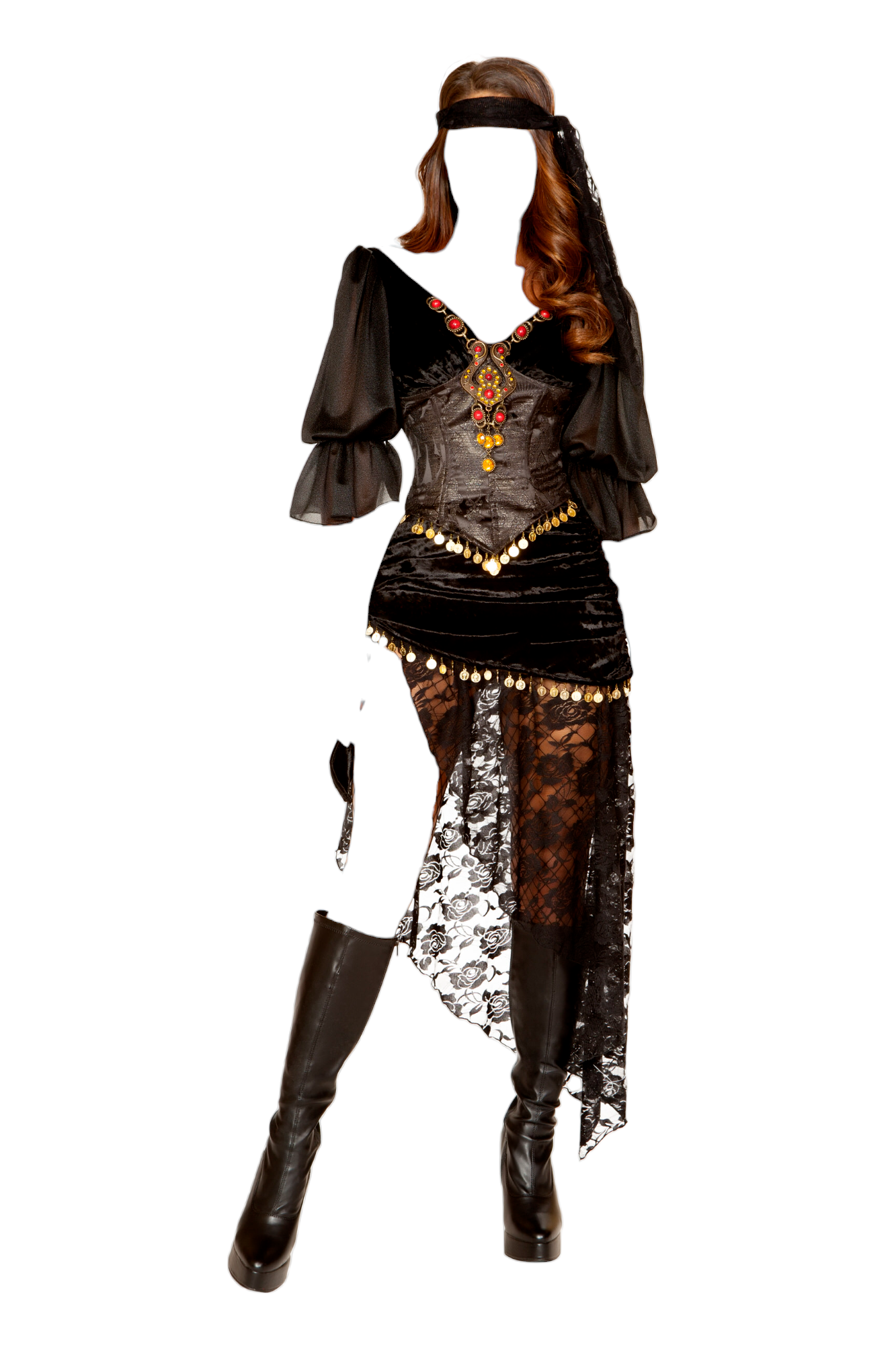 Roma Costume 5 PC Gypsy Maiden Black