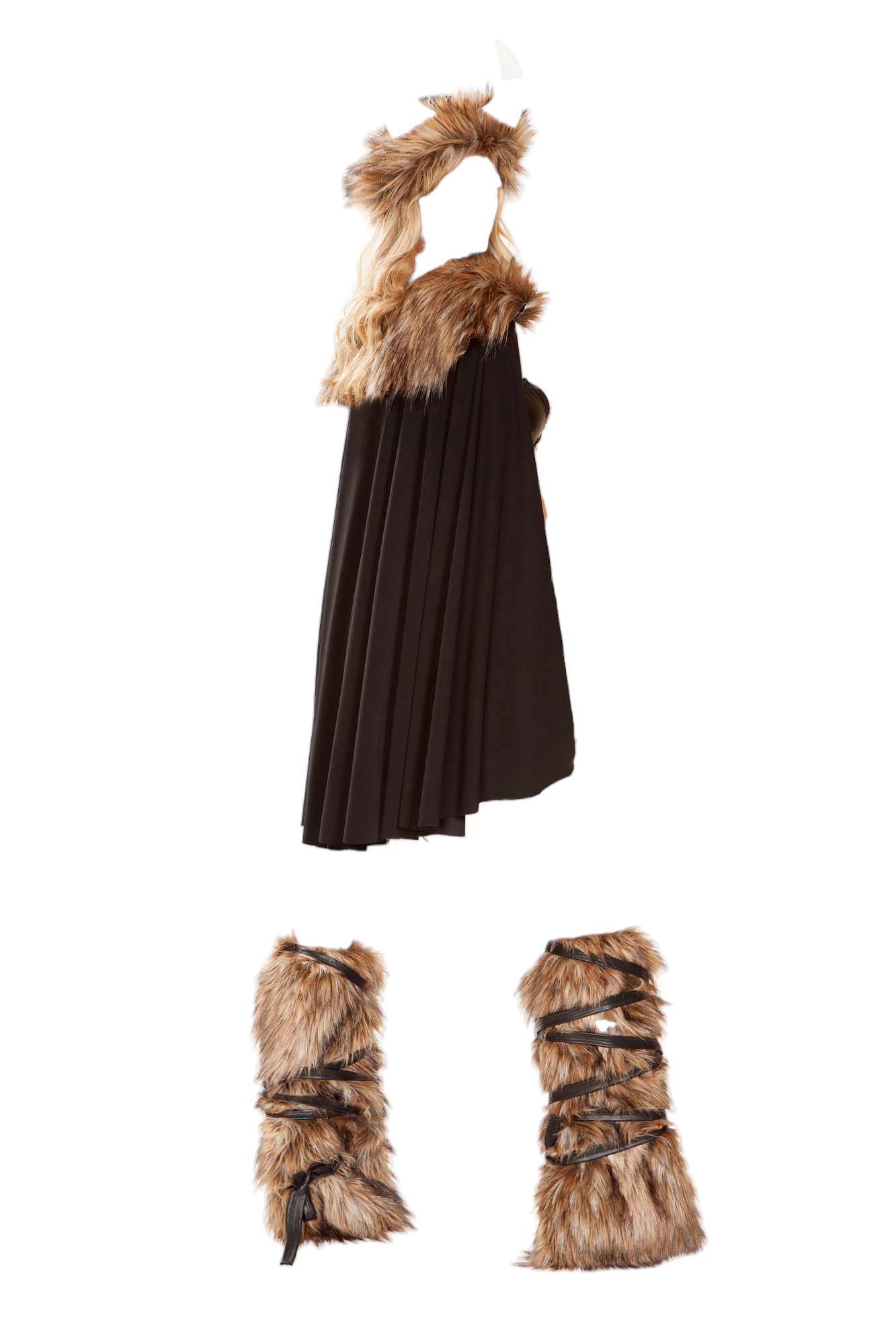 Roma Costume 4 PC Viking Warrior Corset Top with Skirt & Cape Black/Beige