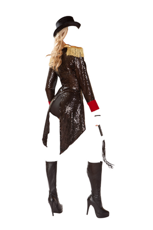 Roma Costume 4 PC Ringmaster of Circuses Coat & Corset Black/Red/Gold