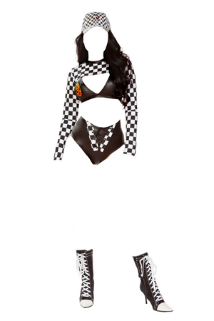 Roma Costume 3 PC Wetlook Sassy Racer Black/White