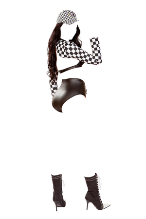 Roma Costume 3 PC Wetlook Sassy Racer Black/White