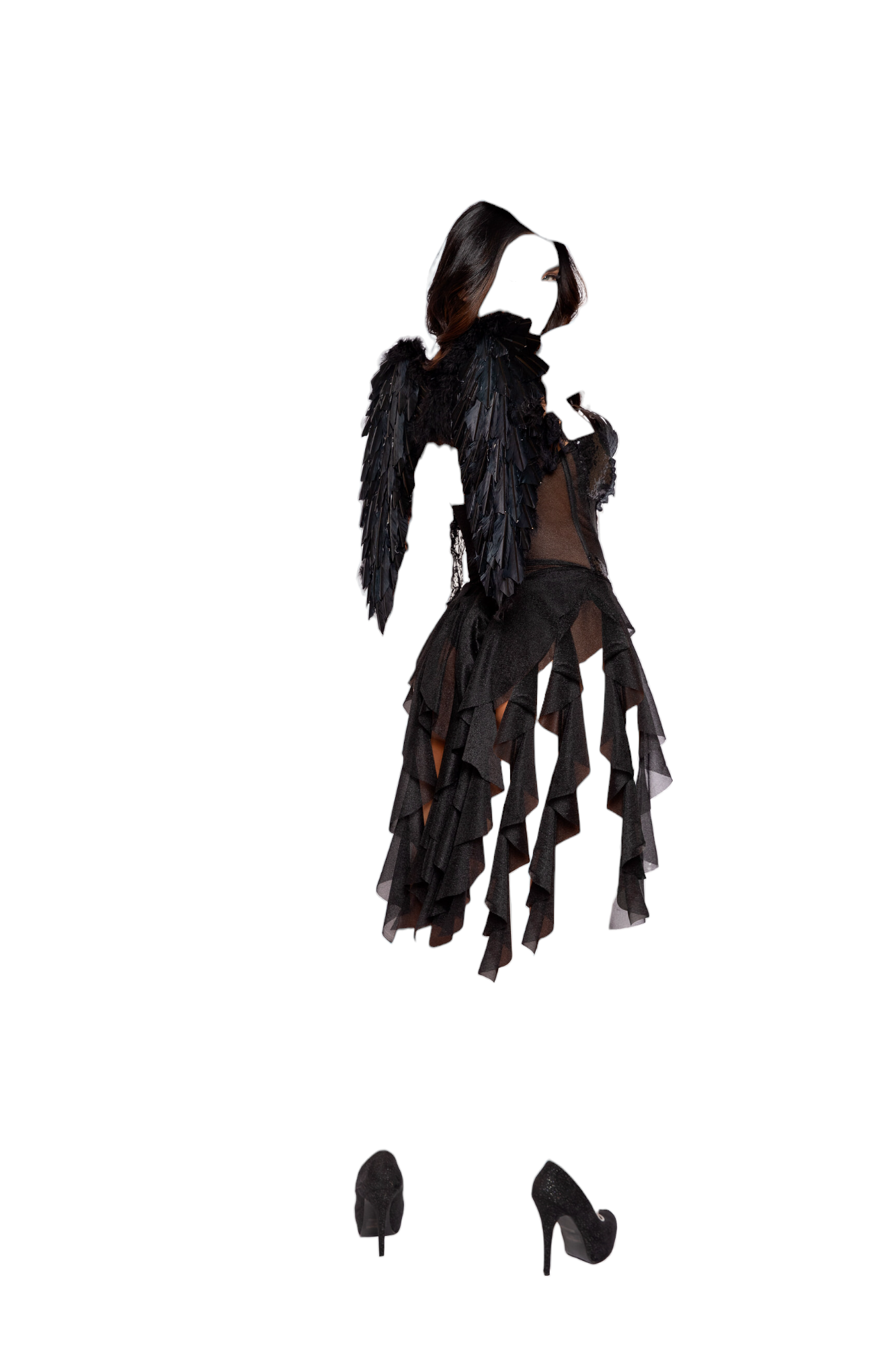 Roma Costume 1 PC Angel Diva Bodysuit with Wings Black