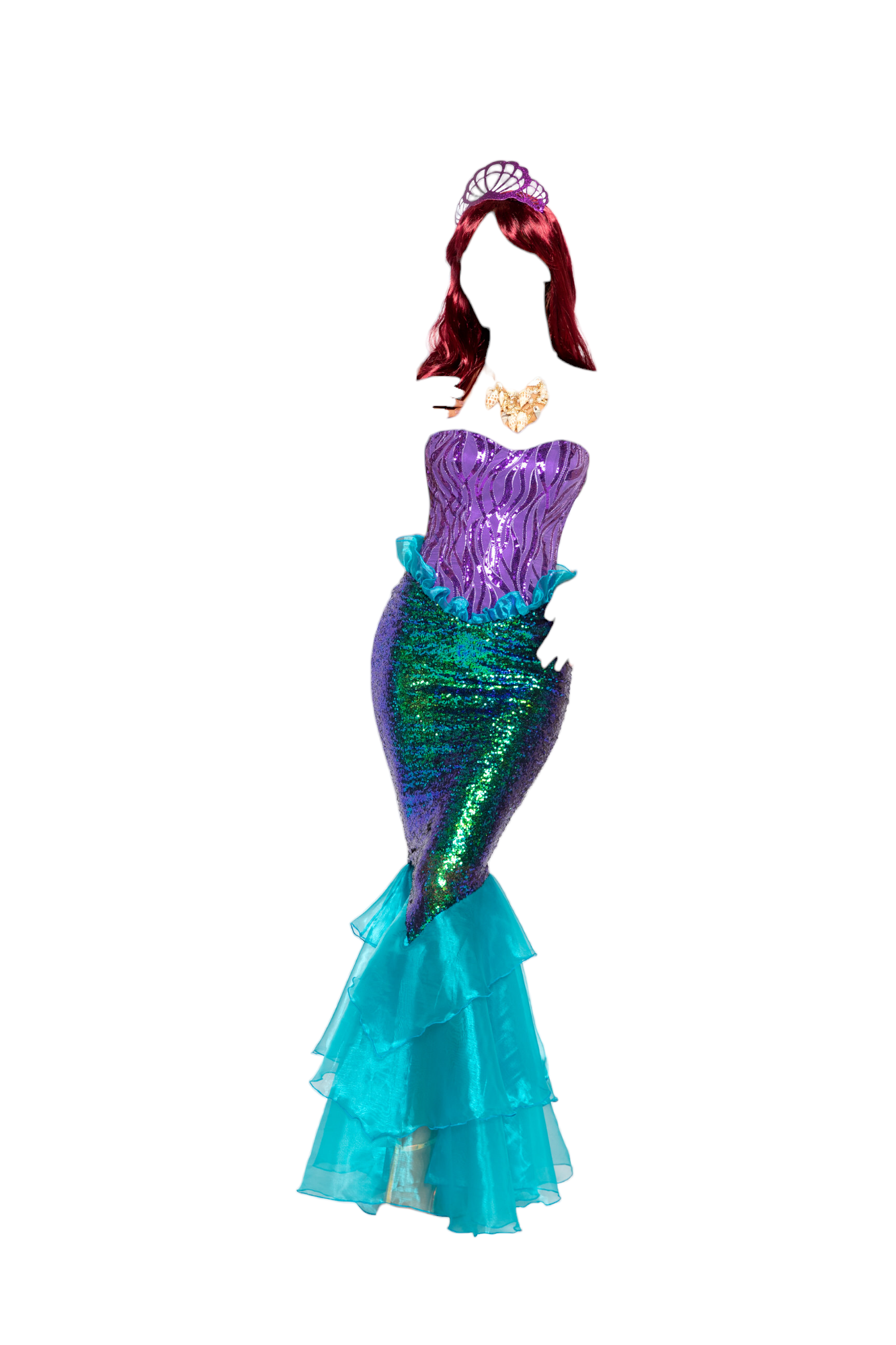 Roma Costume 3 PC Majestic Mermaid Corset & Sequin Skirt Purple/Aqua
