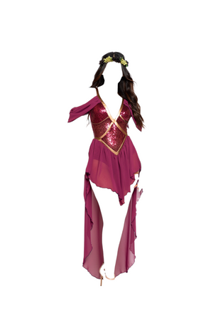 Roma Costume 2 PC Wine Goddess Sequin Romper Burgundy