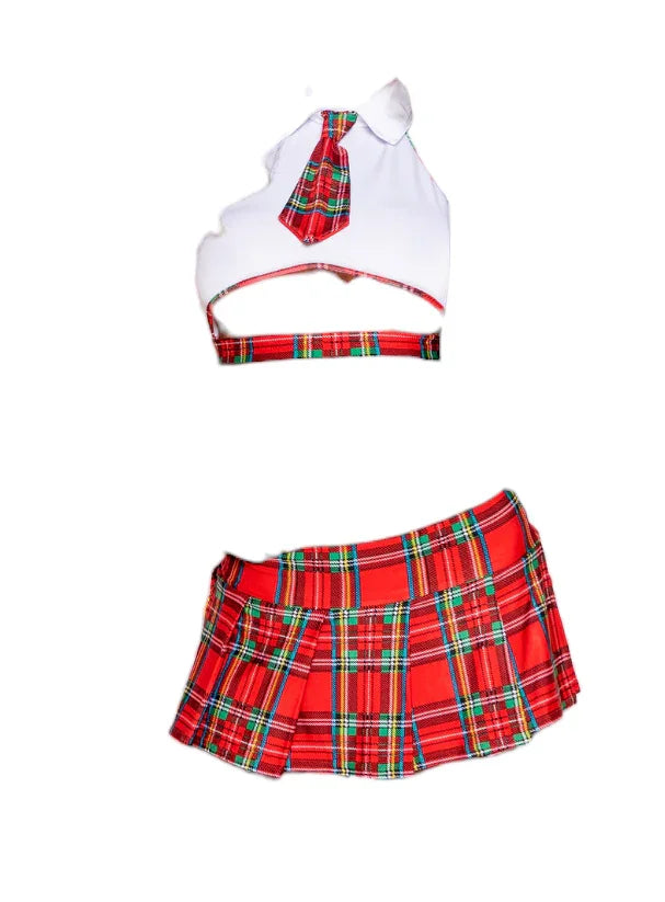 Roma Costume 2 Pc Naughty School Girl White/Red