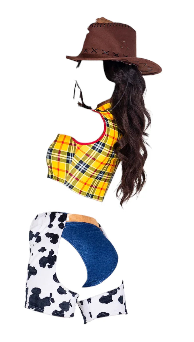 Roma Costume 3 PC Sheriff Cutie Crop Top & Shorts Yellow/Blue/White