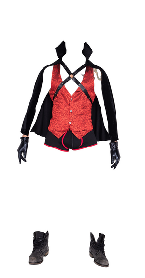 Roma Costume 3 PC Men's Seduction Costume Vest with Cape & Shorts Black/Red