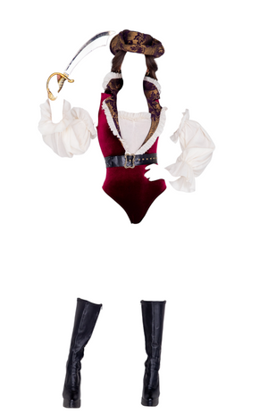 Roma Costume 5 PC Sultry Pirate Velvet Romper Costume Red/Beige