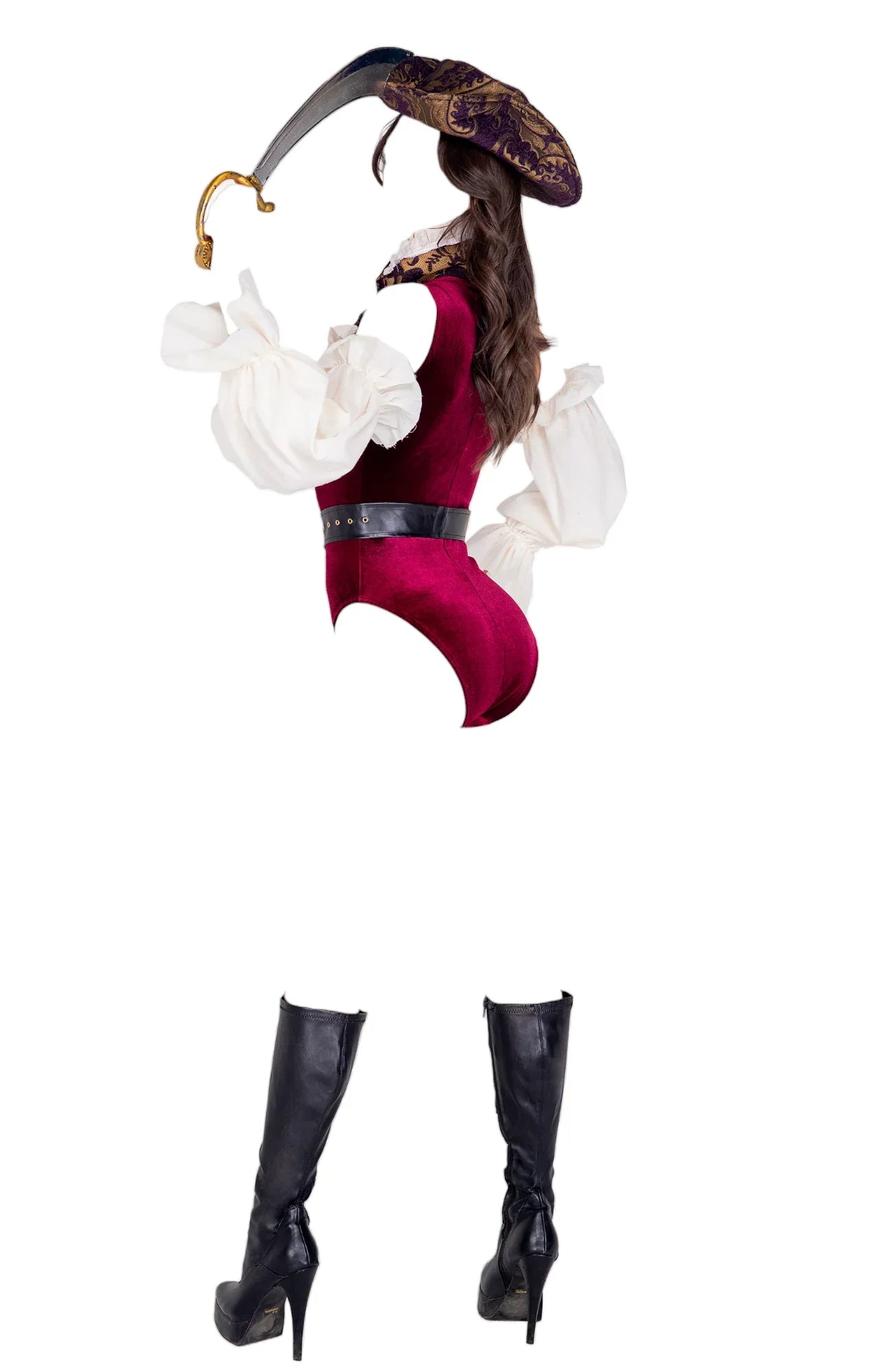 Roma Costume 5 PC Sultry Pirate Velvet Romper Costume Red/Beige