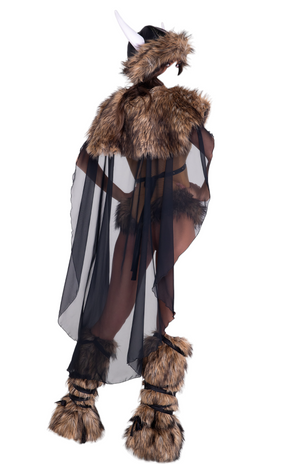 Roma Costume 3 PC Medieval Viking Costume Romper with Cape Brown/Black