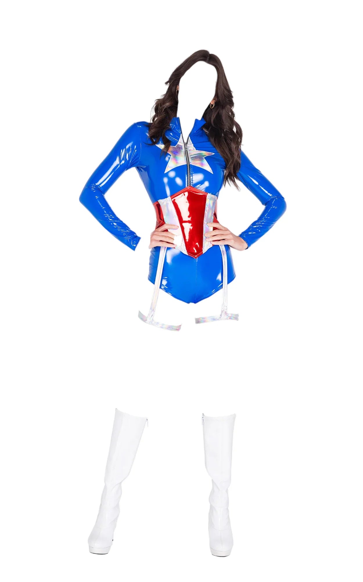 Roma Costume 2 PC America’s Superhero Captain Blue/Red/Silver
