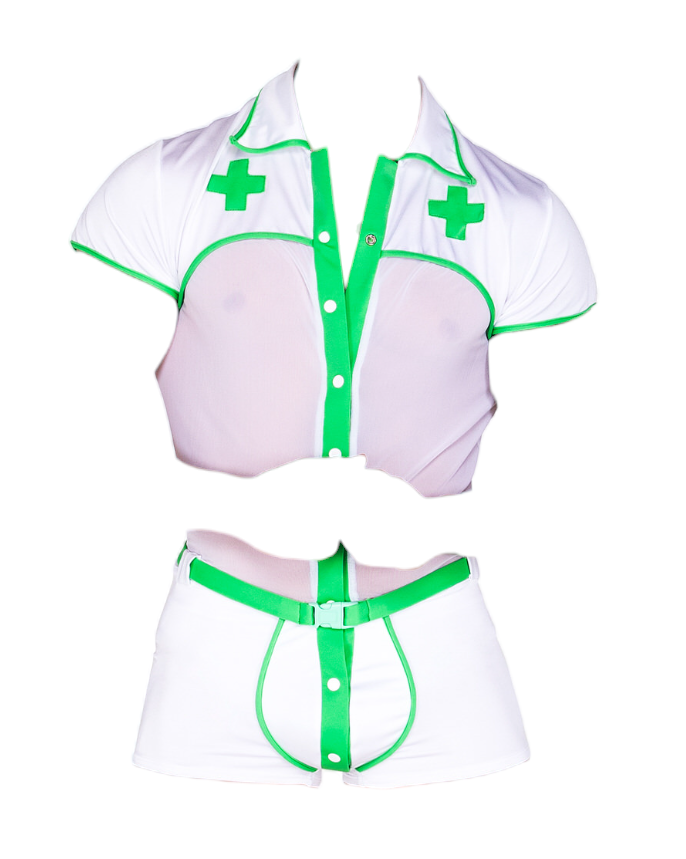 Roma Costume 2 PC Male Doctor Jumpsuit White/Green