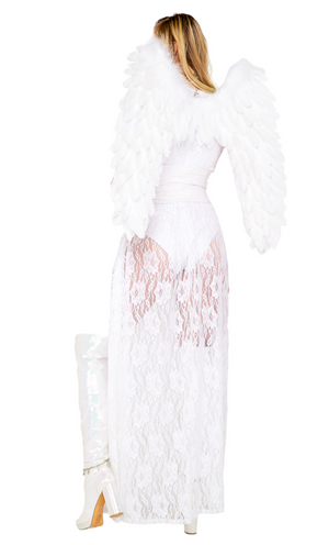 Roma Costume 2 PC Heavens Kiss Angel Vinyl Bodysuit White