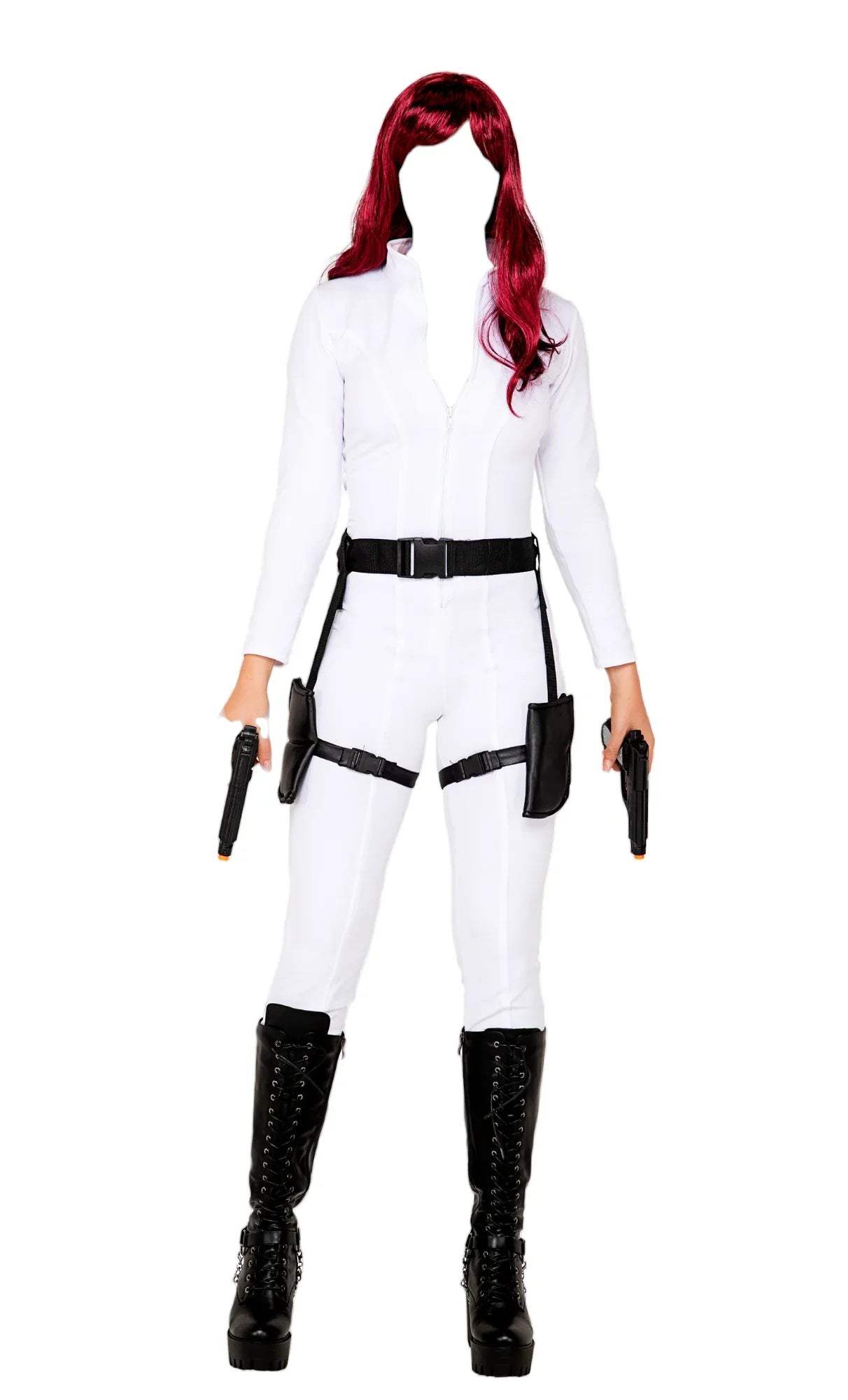 Roma Costume 2 PC Black Ops Spy Bodysuit Black/White