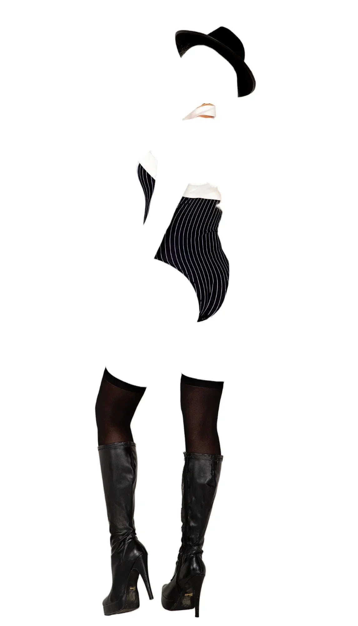 Roma Costume 2 PC Mafia Diva Bodysuit Black/White