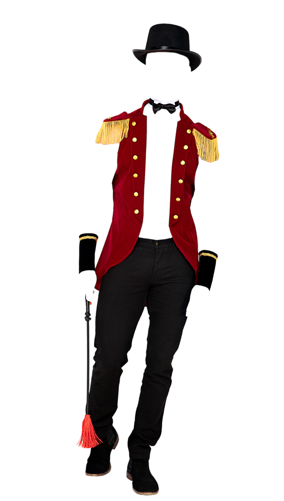 Roma Costume 4 PC Big Top Master Men's Costume with Jacket & Bowtie Black/Red/Gold