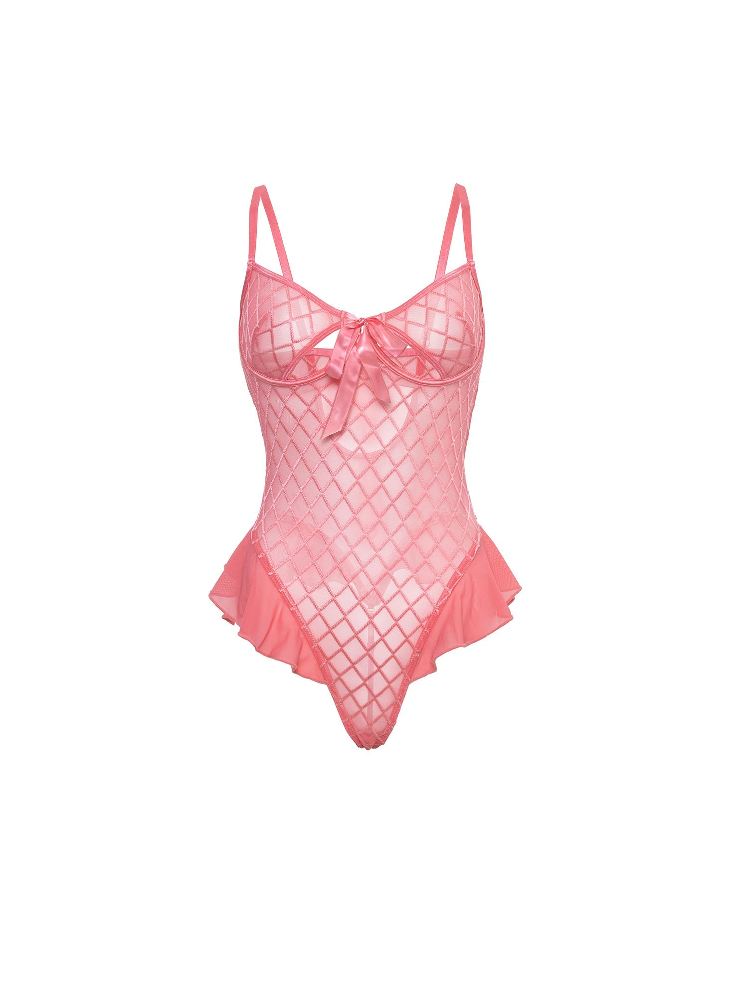 Aubrielle Diamond Mesh Underwire Teddy Pink