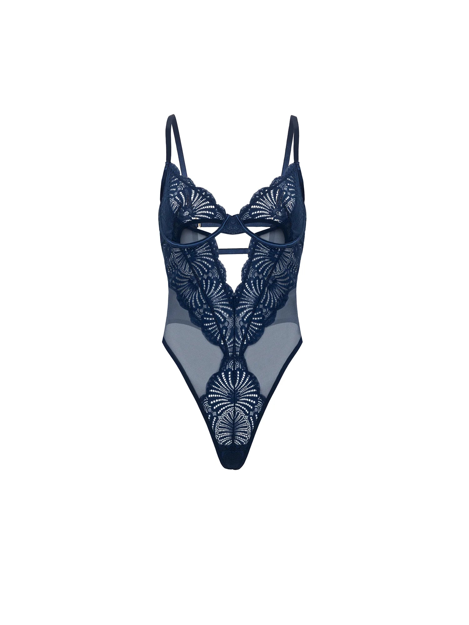 Roxie Mesh and Lace Underwire Teddy Navy