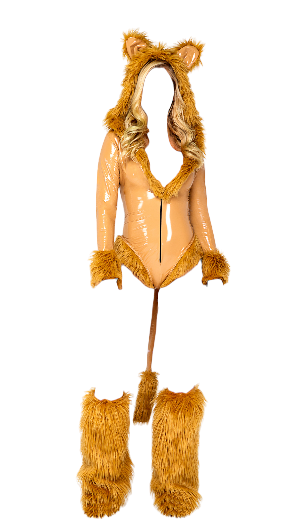 Roma Costume 1 PC Queen of the Jungle Vinyl Wetlook Bodysuit Nude