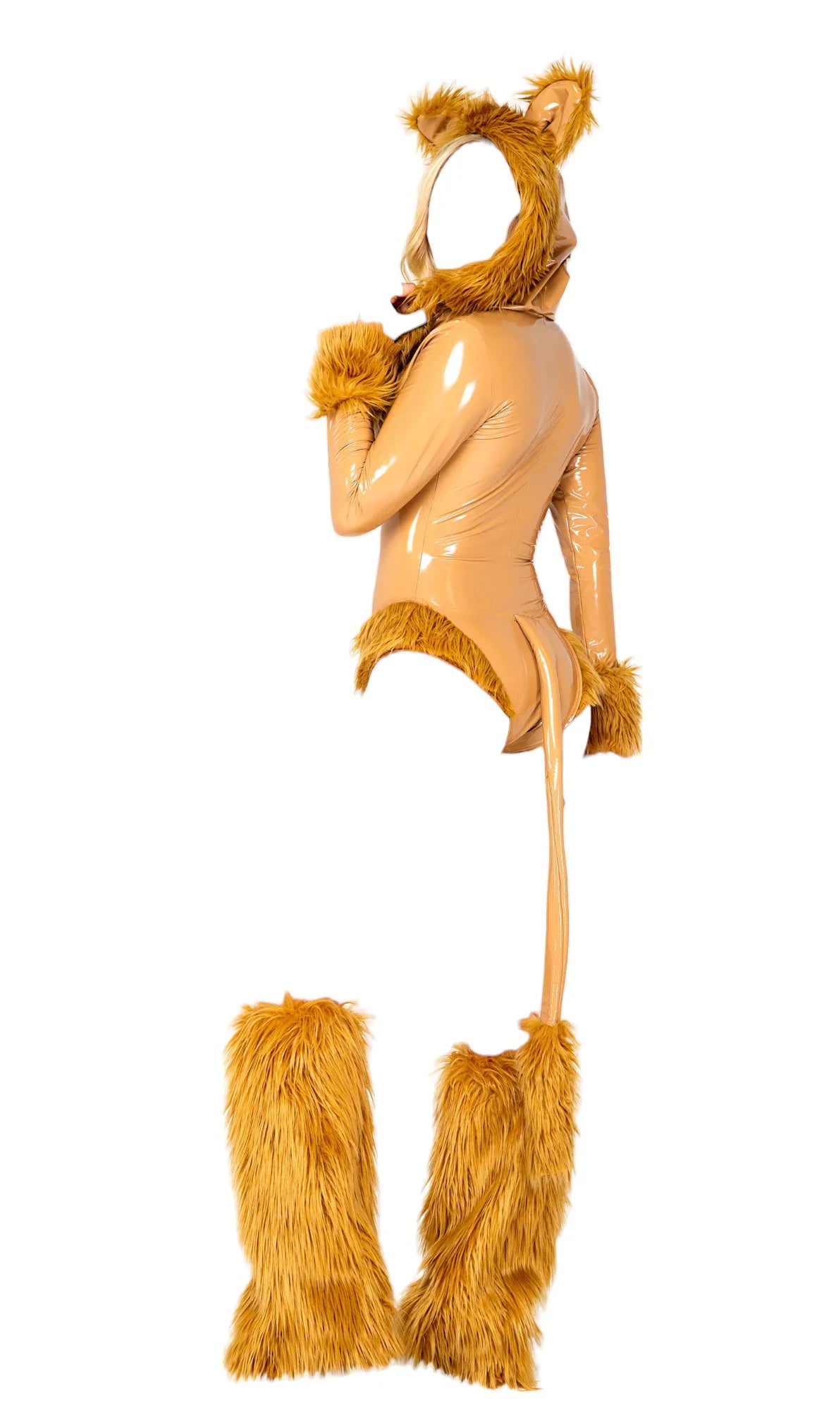 Roma Costume 1 PC Queen of the Jungle Vinyl Wetlook Bodysuit Nude