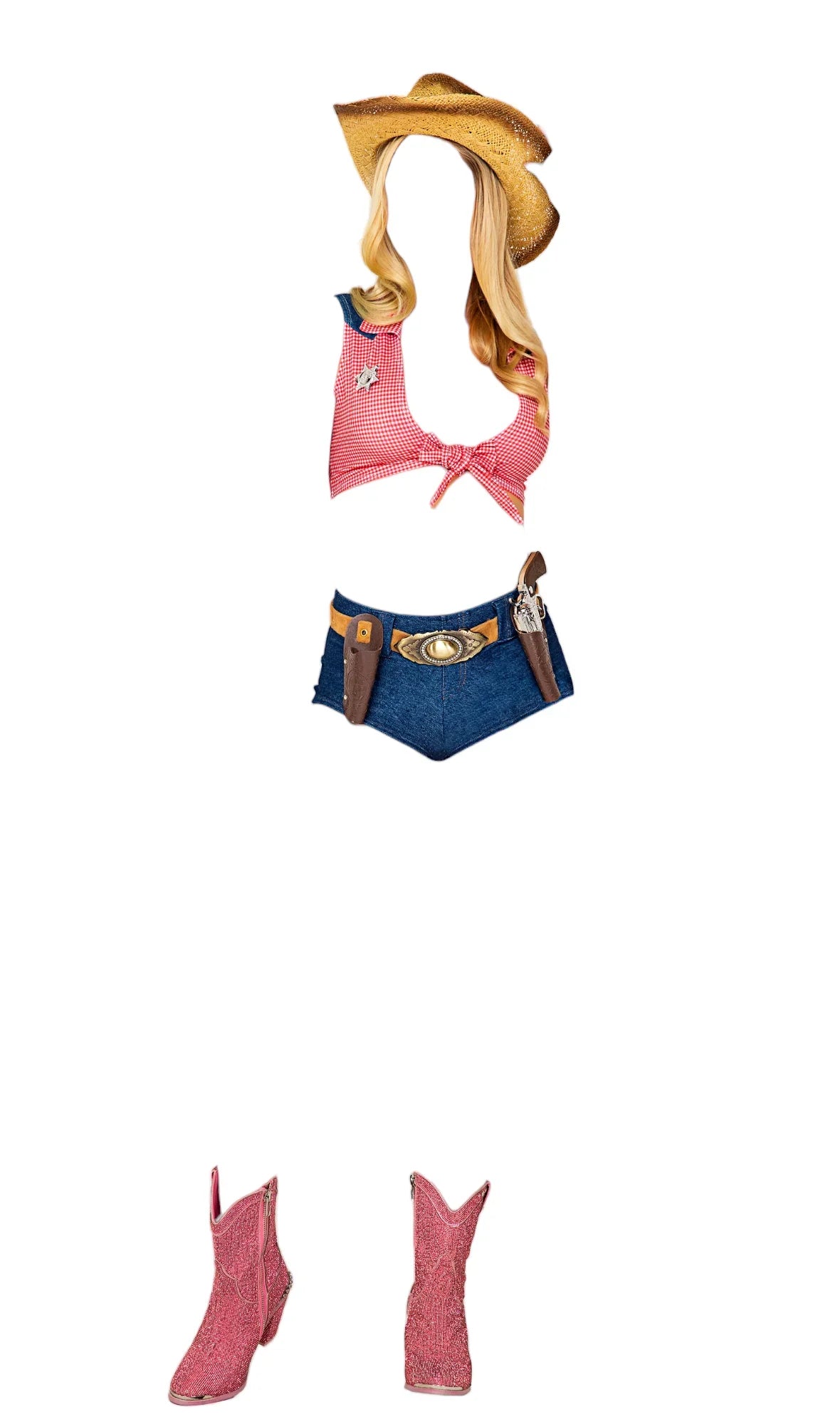 Roma Costume 4 PC Showdown Sheriff Diva Tie Top Blue/Red