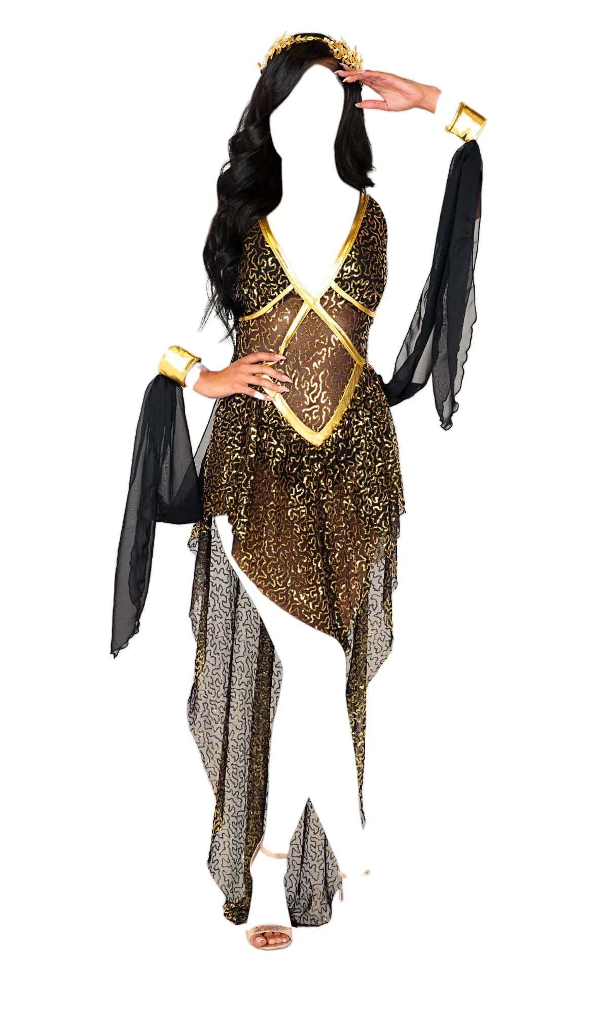 Roma Costume 1 PC Glamorous Goddess Sequin Dress Black/Gold