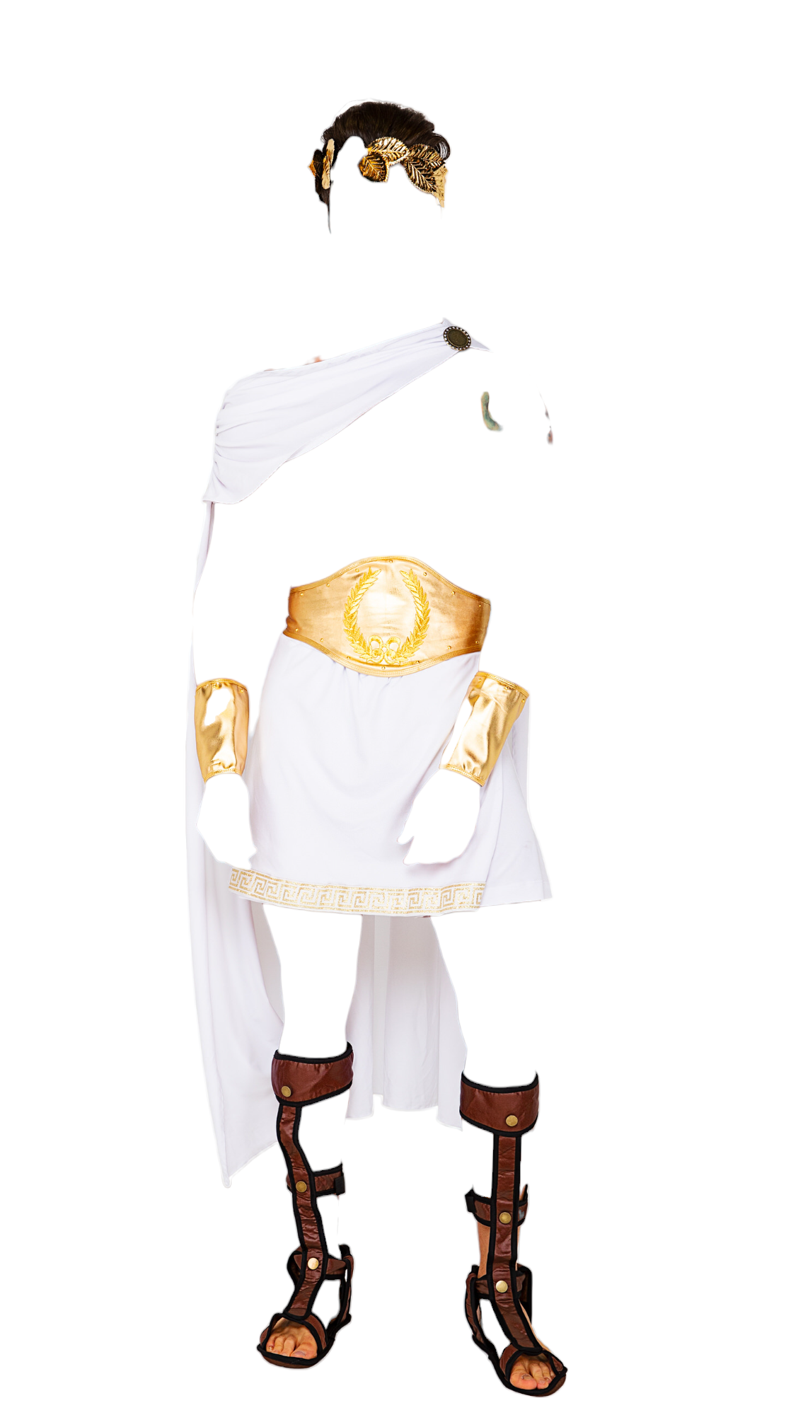 Roma Costume 4 PC Olympian Leader Men's Costume with Skirt, Cape & Belt White/Gold