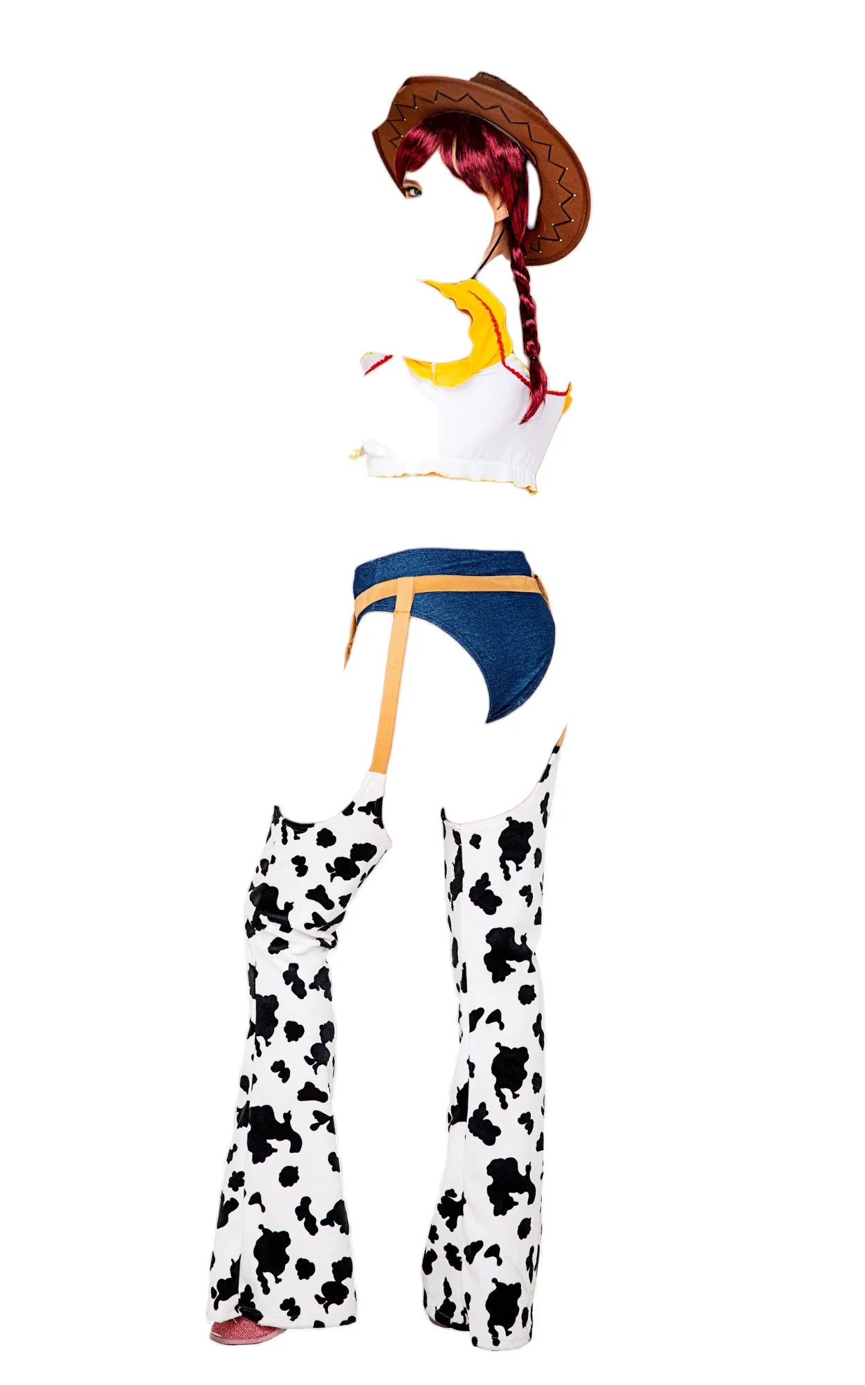 Roma Costume 3 PC Playful Cowgirl Tie Top with Garter Belt & Chaps Yellow/White