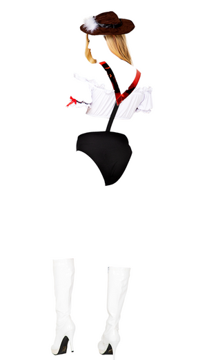 Roma Costume 3 PC Fetching Frauline Off the Shoulder Top with Lederhosen White/Red