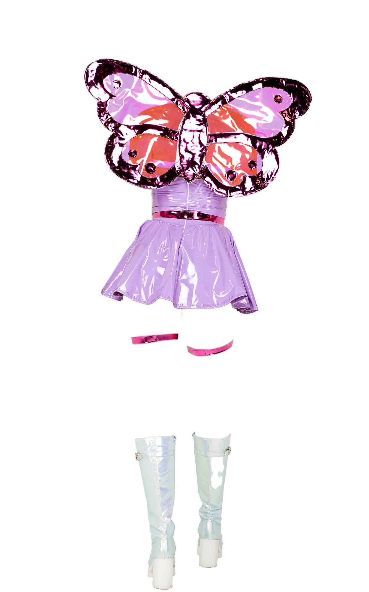 Roma Costume 2 PC Butterfly Beauty Vinyl Dress & Garter Belt Lavender