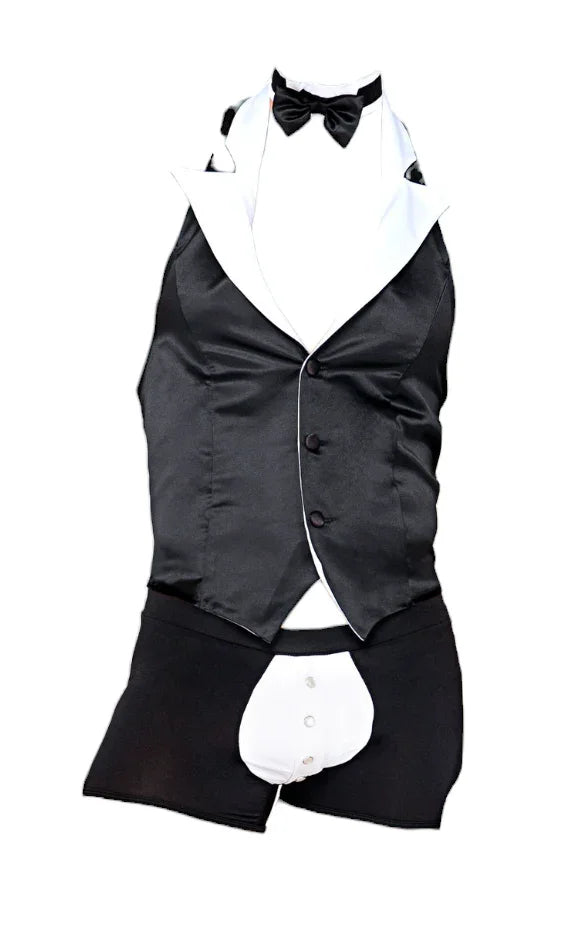 Roma Costume 4 PC Men's Butler Beefcake Black/White