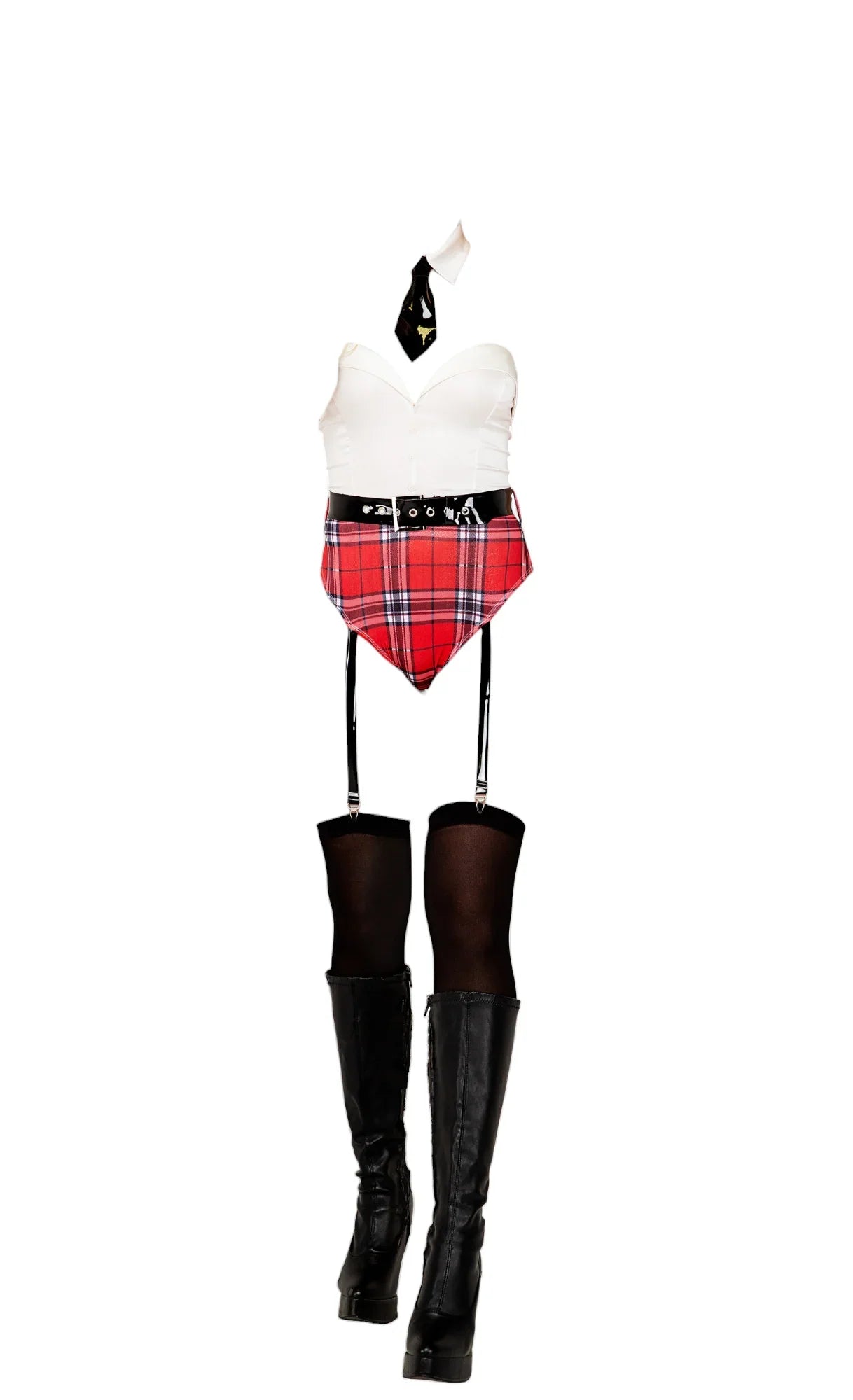 Roma Costume 3 PC Hall Pass School Girl Hottie Bodysuit White/Red/Black