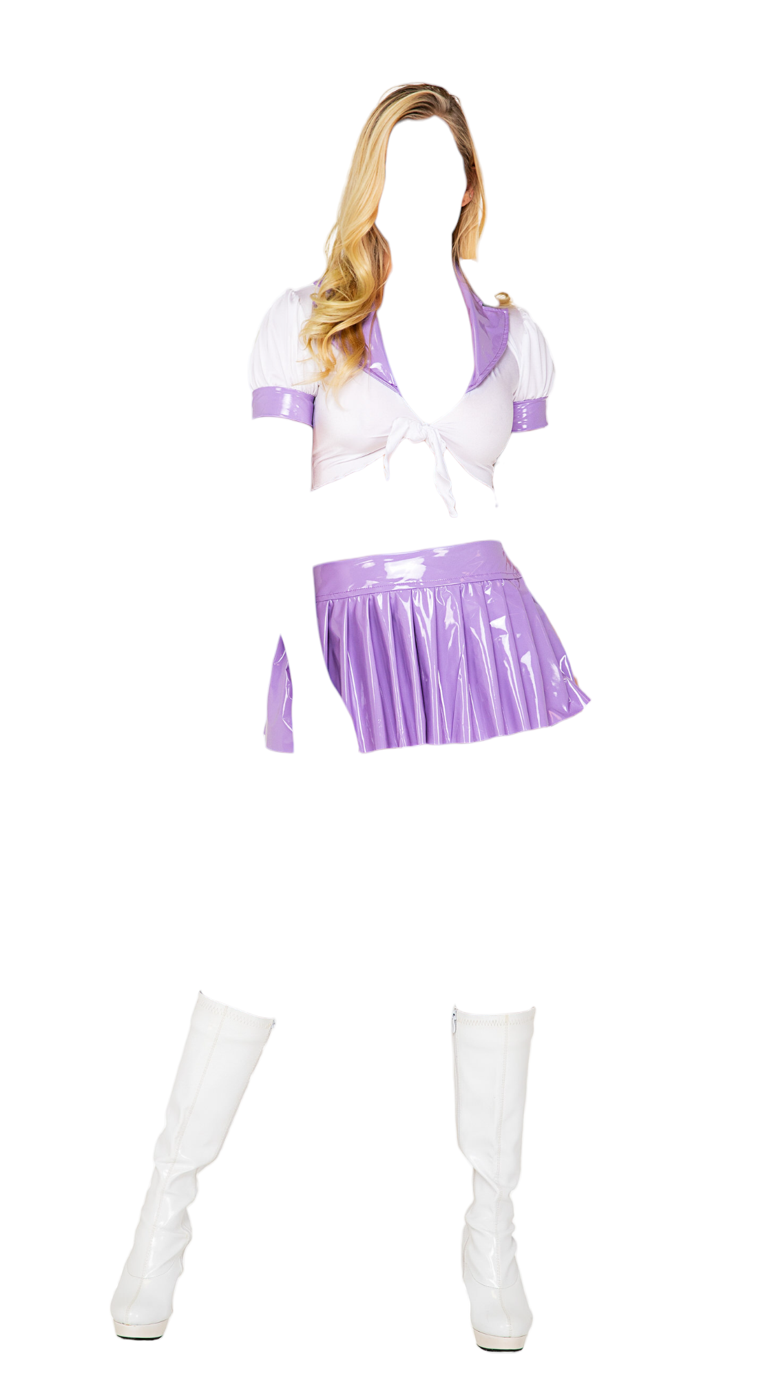 Roma Costume 2 PC Lavender Schoolgirl Tie Top & Wetlook Skirt Lavender
