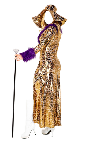 Roma Costume 3 PC Sweet Mama Costume with Coat & Booty Shorts Gold/Purple