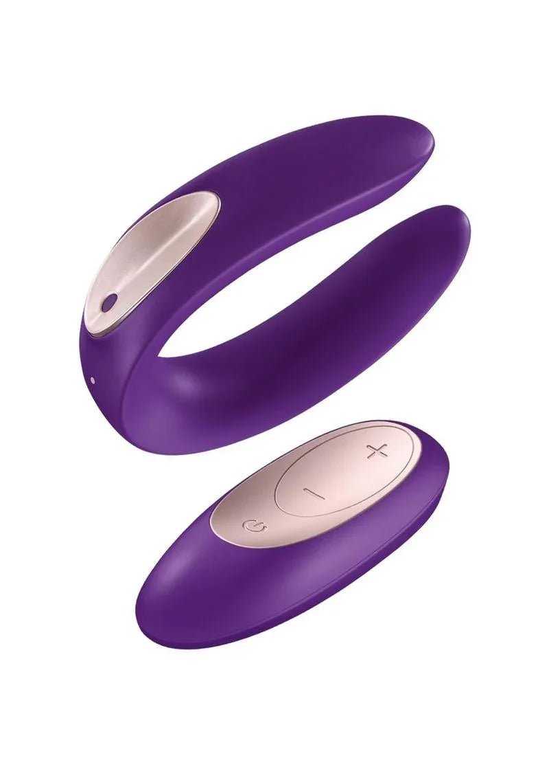 Satisfyer Double Plus Remote USB Rechargeable Silicone Couples Vibrator Waterproof Purple