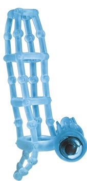 The Macho Vibrating Waterproof Penis Ring & Cage Blue