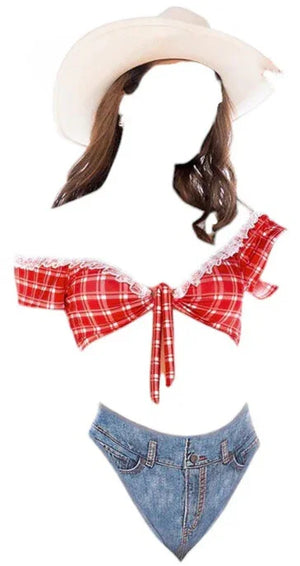 Mapale 2 pc Cow Girl Costume Red/Blue