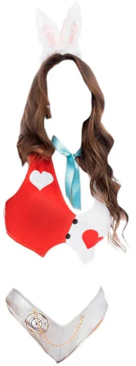 Mapale 4 pc Bunny Poker Girl Costume Red/White