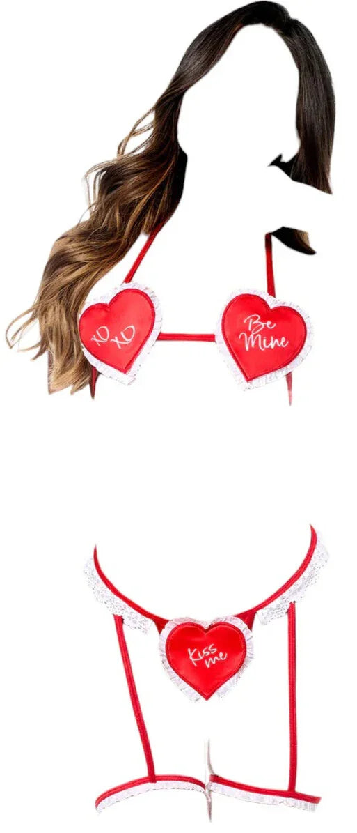 Mapale 2 pc Sexy Valentine Love Letter Costume Red/White