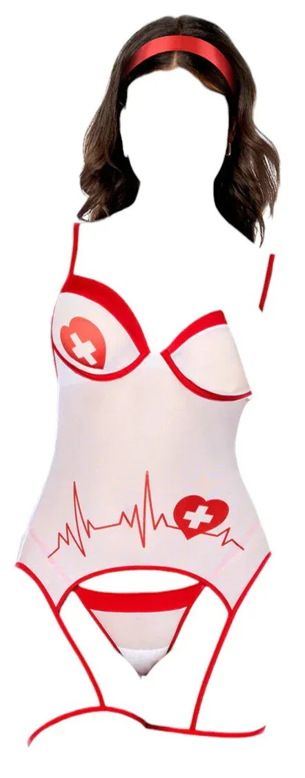 Mapale 3 pc Flirty Nurse Costume Red/White