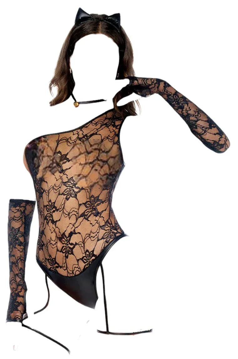 Mapale 5 pc Sultry Cat Girl Costume Black