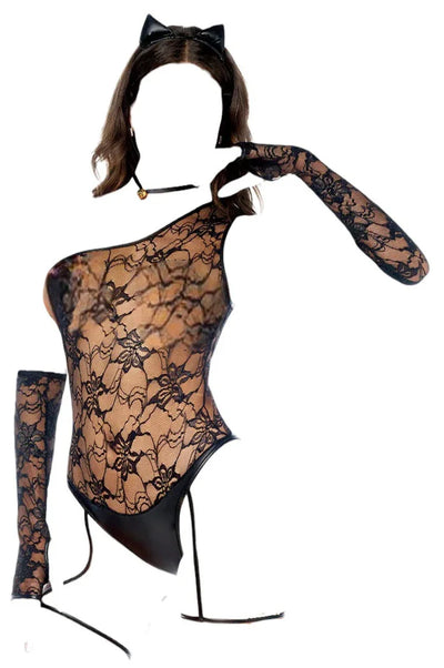 Mapale 5 pc Sultry Cat Girl Costume Black