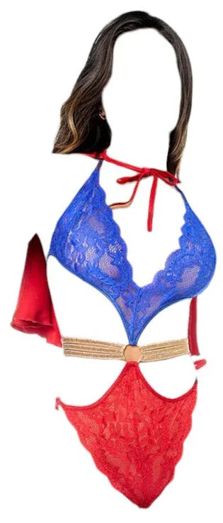 Mapale 2 pc Sexy Super Girl Costume Blue/Red