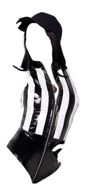 Roma Costume 2 PC Wetlook Racy Referee Black/White