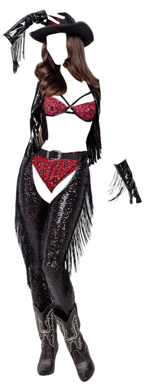 Roma Costume 6 PC Saddle-Up Cowgirl Black/Red