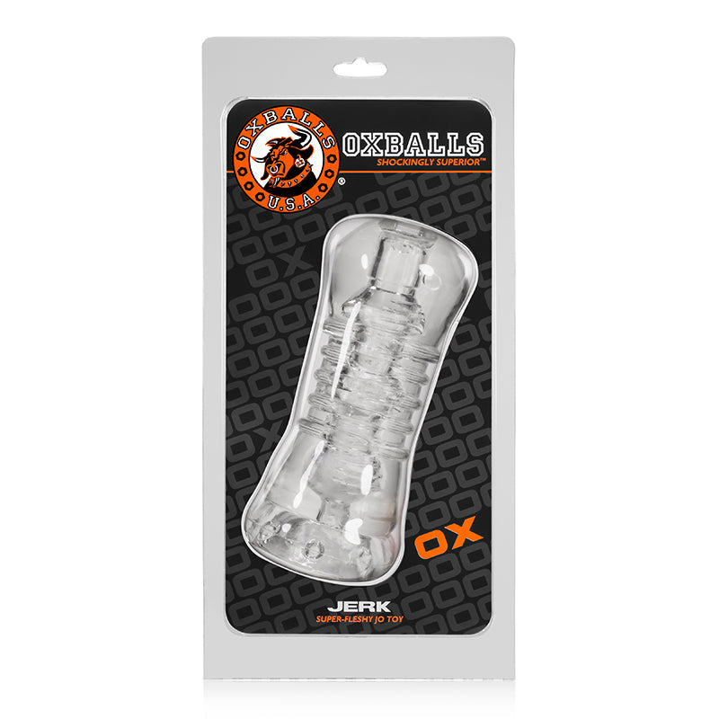 OxBalls Jerk Ribbed Closed End Male Stroker Clear